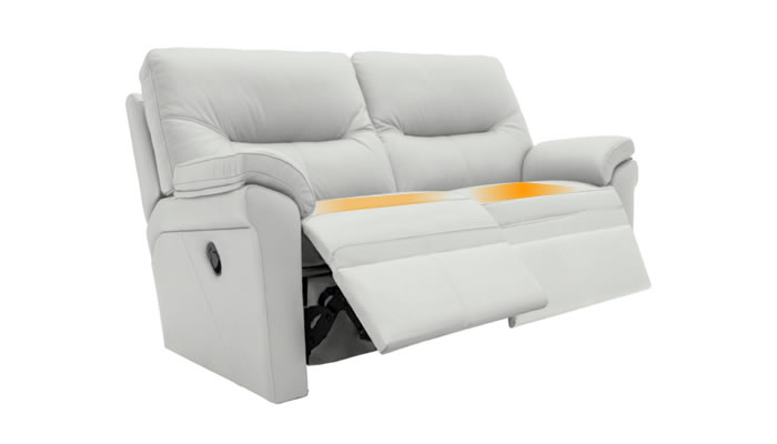 G Plan Seattle Heated Leather 2 Seater Manual Recliner Capri Chalk